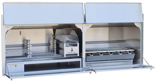 2450 mm De Luxe stainless steel Combination braai with 6 Burner Sizzler